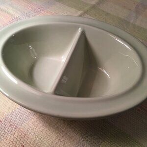 Vintage Grindley Almond Petal, divided relish dish, pale green, rare.